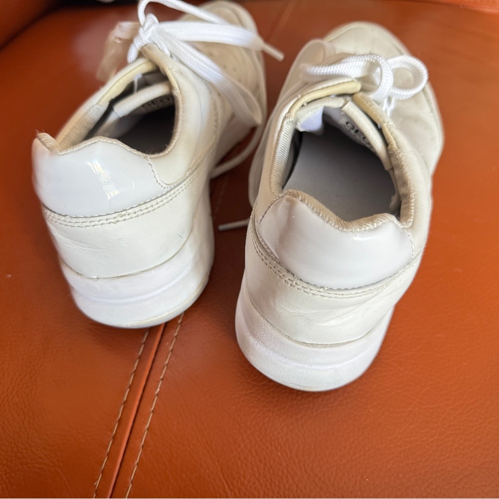 Geox White  Leather Sneakers Respira  size 10 - Picture 6 of 12